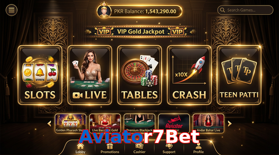 Main screen of Aviator7Bet casino page for PK players